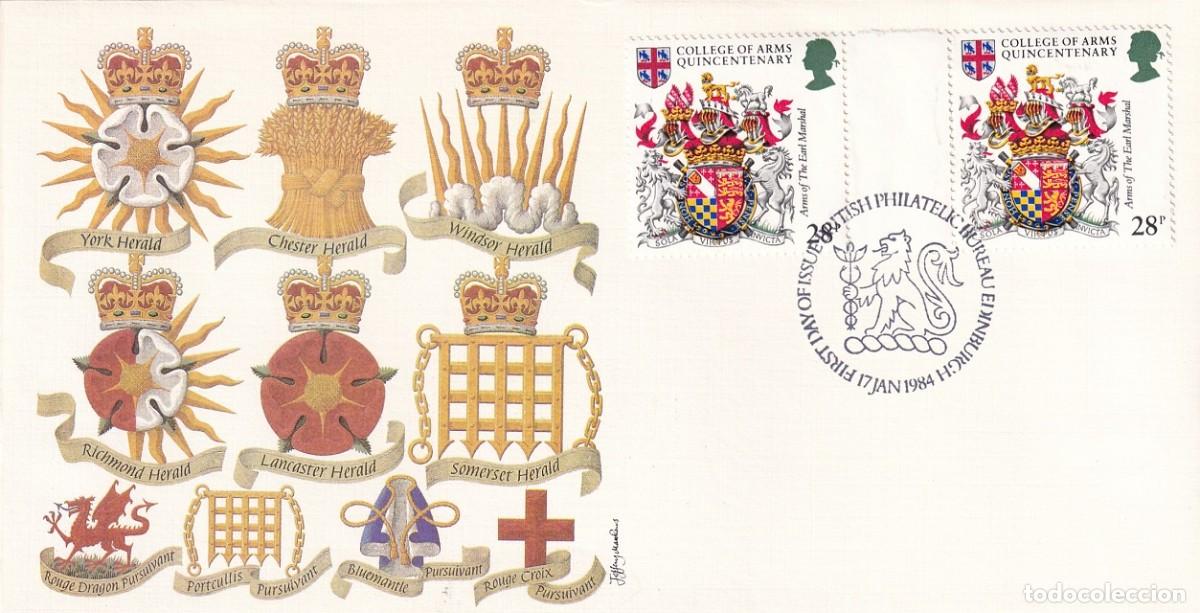 Sellos: FDC Gran Breta&ntilde;a 1982 - Her&aacute;ldica V Centenario del Real Colegio de Armas - The earl Marshal - Hera..