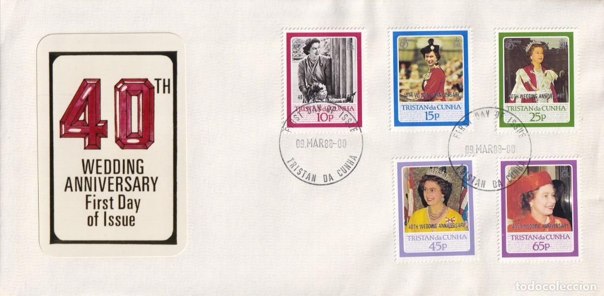 Sellos: FDC Trist&aacute;n de Acu&ntilde;a 1988 - 40 Aniversario de la boda de Isabel II con el pr&iacute;ncipe Felipe - 40th W..