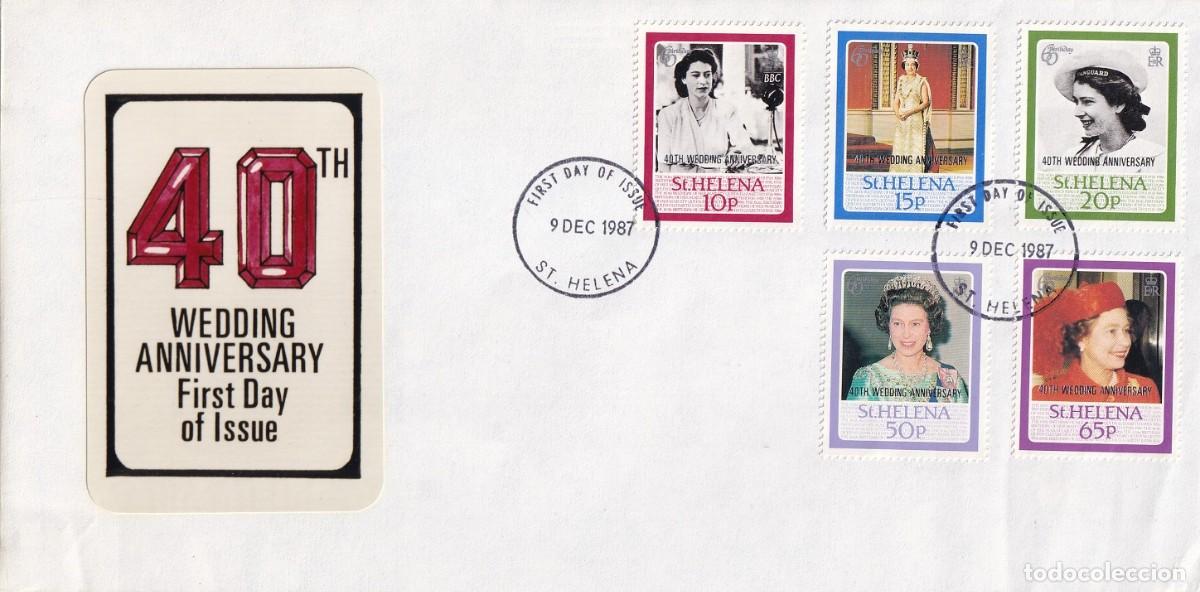 Sellos: FDC Santa Elena 1987 - 40 Aniversario de la boda de Isabel II con el pr&iacute;ncipe Felipe - 40th Weddin..