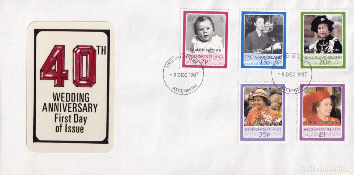 Sellos: FDC Ascensi&oacute;n 1987 Sobrecarga - 40 Aniversario de la boda de Isabel II con el pr&iacute;ncipe Felipe - 40..