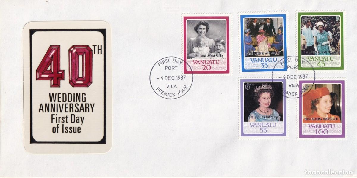 Sellos: FDC Vanuatu 1987 Sobrecarga - 40 Aniversario de la boda de Isabel II con el pr&iacute;ncipe Felipe - 40th..