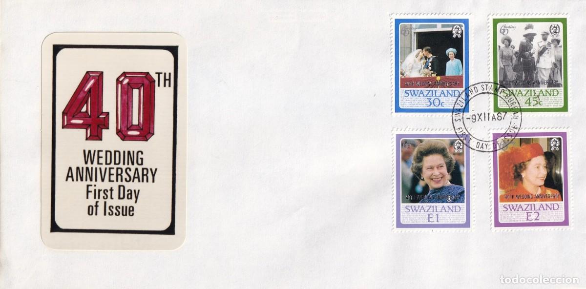 Sellos: FDC Suazilandia 1987 Sobrecarga - 40 Aniversario de la boda de Isabel II con el pr&iacute;ncipe Felipe - ..