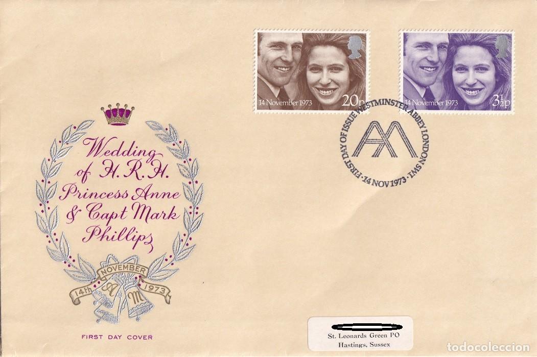 Sellos: FDC Gran Breta&ntilde;a 1973 - Boda de la princesa Ana con el capit&aacute;n Mark Philips - Wedding of H.R.H. Prin