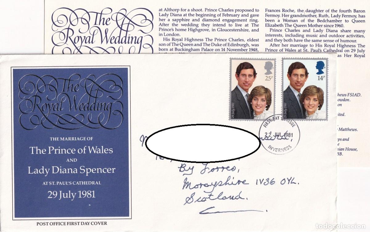 Sellos: FDC Sobre + Gran Breta&ntilde;a 1981 - Boda real del pr&iacute;ncipe Carlos con Lady Diana Spencer - Royal Wedding