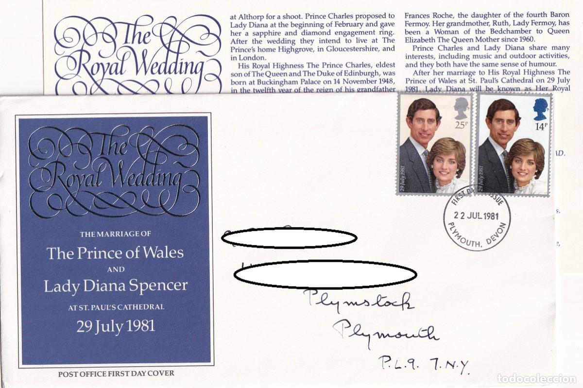 Sellos: FDC Sobre + Gran Breta&ntilde;a 1981 - Boda real del pr&iacute;ncipe Carlos con Lady Diana Spencer - Royal Wedding