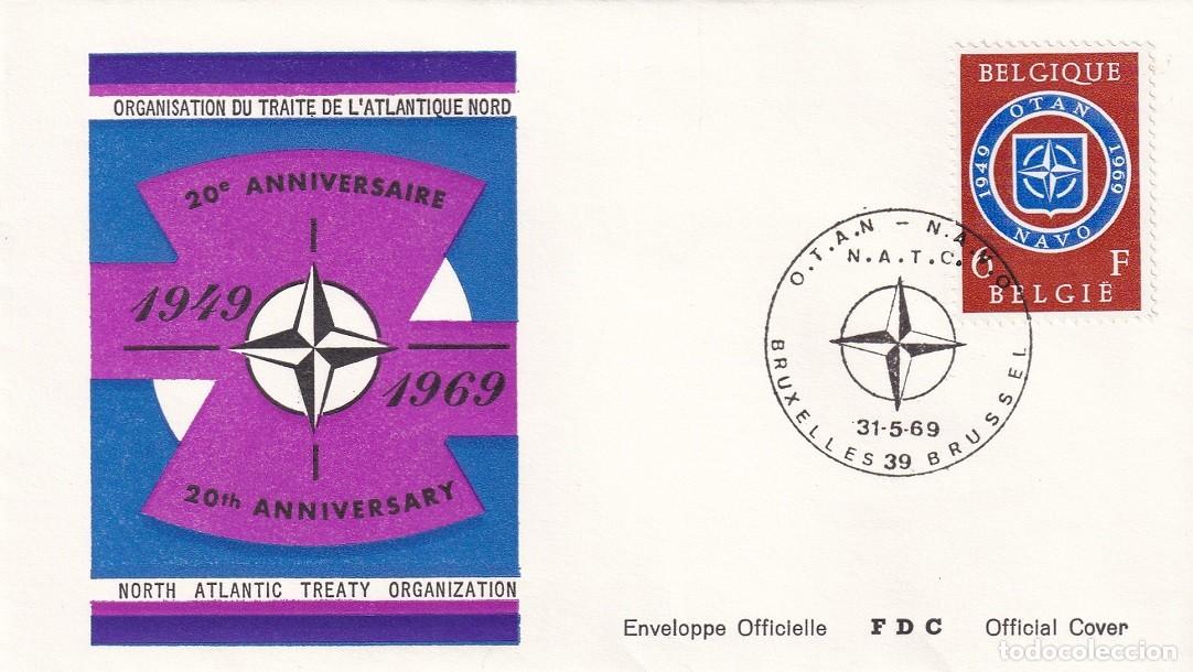 Sellos: FDC B&eacute;lgica 1969 - 20 Aniversario de la OTAN - 20th Anniversary NATO 1949-1969 - Sobre numerado