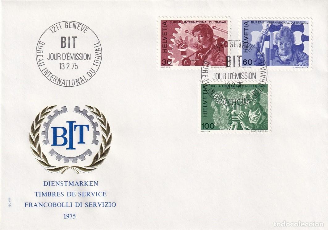 Sellos: FDC Suiza 1975 - Oficina Internacional del Trabajo / BIT - Bureau International du Travail