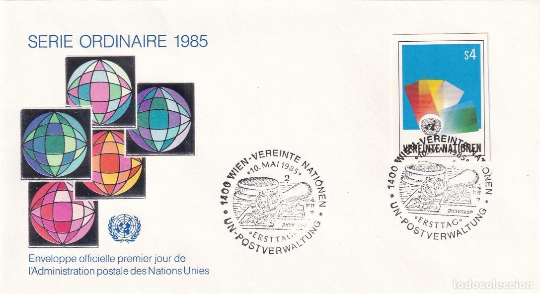 Sellos: FDC Naciones Unidas Viena 1985 - Serie com&uacute;n - Serie ordinaire - Matasellos especiales