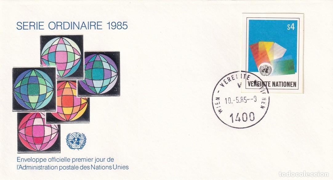 Sellos: FDC Naciones Unidas Viena 1985 - Serie com&uacute;n - Serie ordinaire 1985