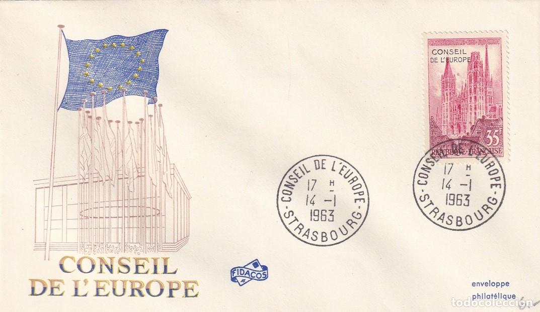 Briefmarken: Sobre Francia 1963 - Consejo de Europa - Conseil de l'Europe - Cath&eacute;drale de Rouen - Catedral