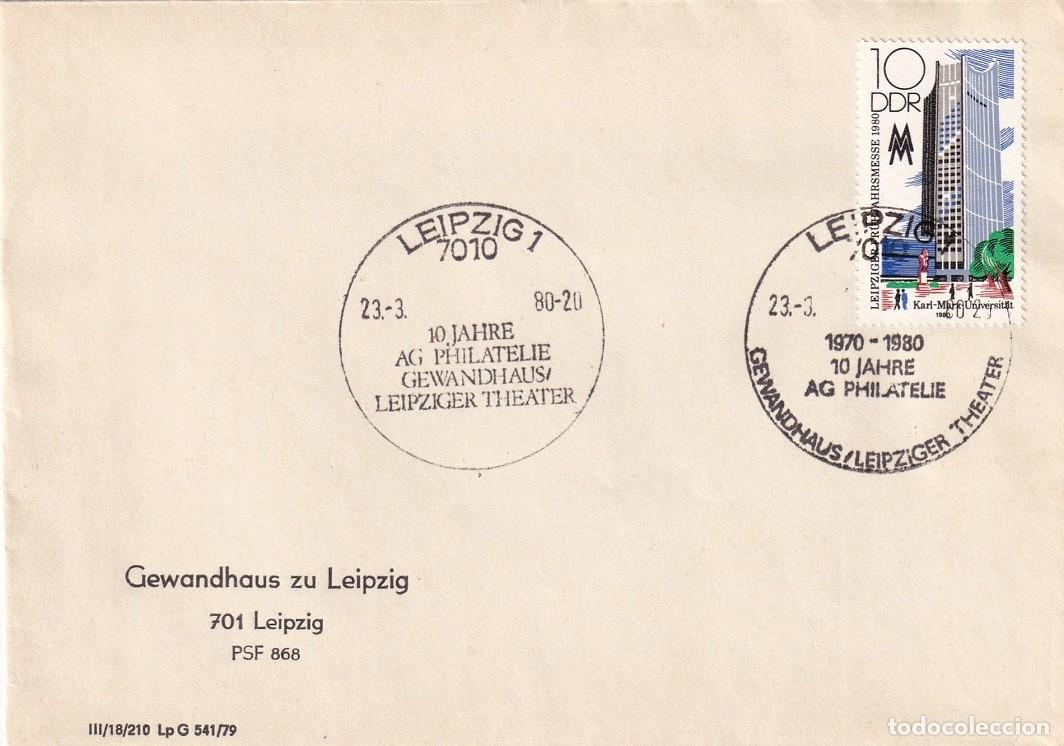 Sellos: Sobre Alemania DDR 1980 - 10 Jahre Ag Philatelie Gewandhaus Leipziger Theater - Feria primaveral de