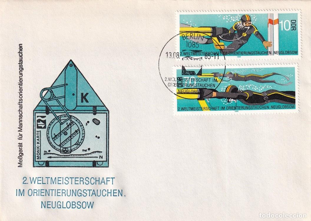Sellos: Sobre Berl&iacute;n RDA DDR 1985 - 2&ordm; Campeonato mundial de orientaci&oacute;n submarina - 2 Weltmeisterschaft im