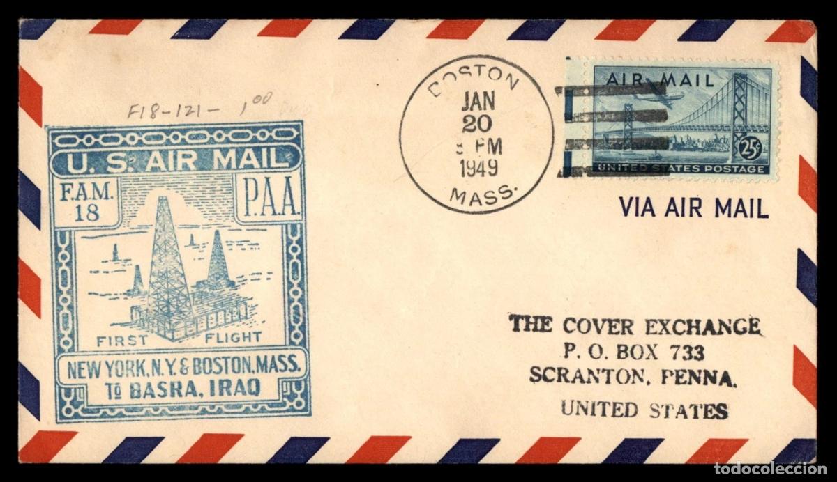 Sellos: ESTADOS UNIDOS USA PRIMER VUELO BOSTON BASRA IRAQ 1940 PETROLEO OIL