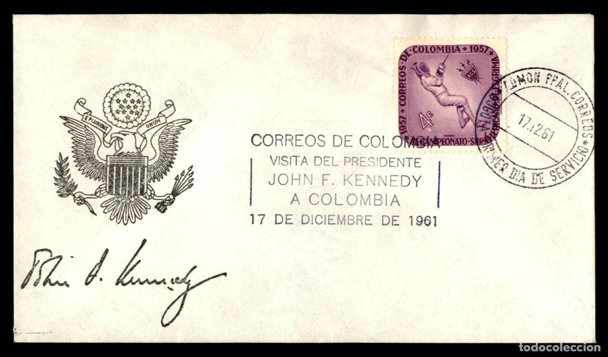 Sellos: COLOMBIA 1961 VISITA DEL PRESIDENTE KENNEDY