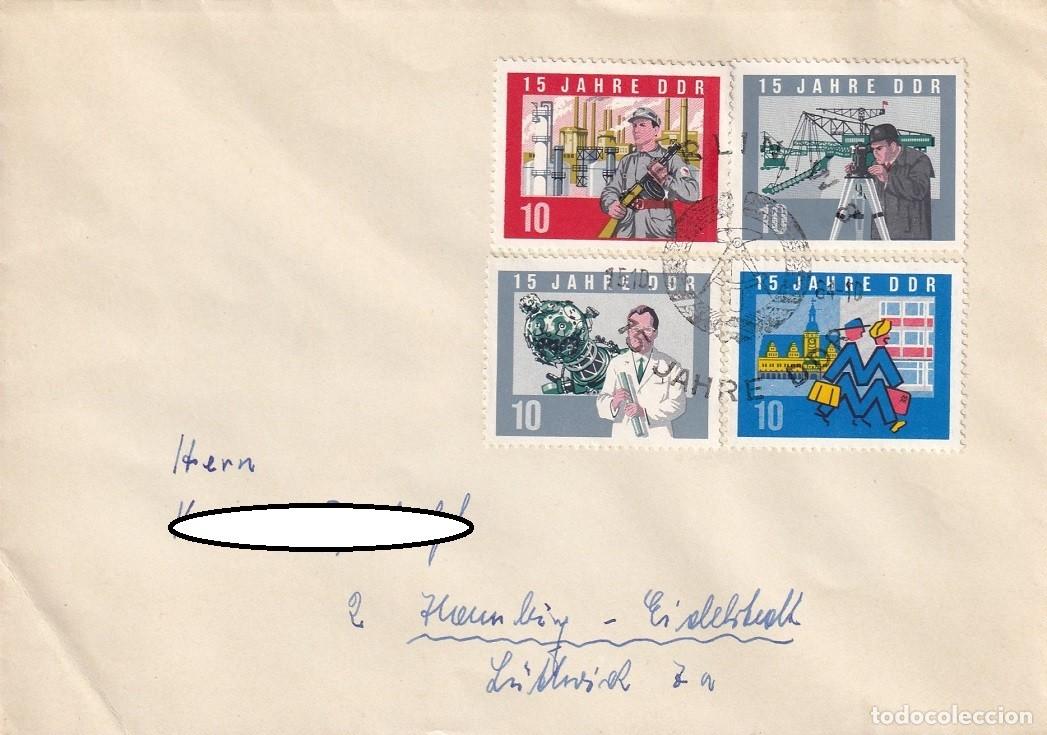 Sellos: Sobre Alemania DDR RDA 1964 - 15 Aniversario fundaci&oacute;n de la RDA - 15 Jahre DDR - Vigilante - Constr