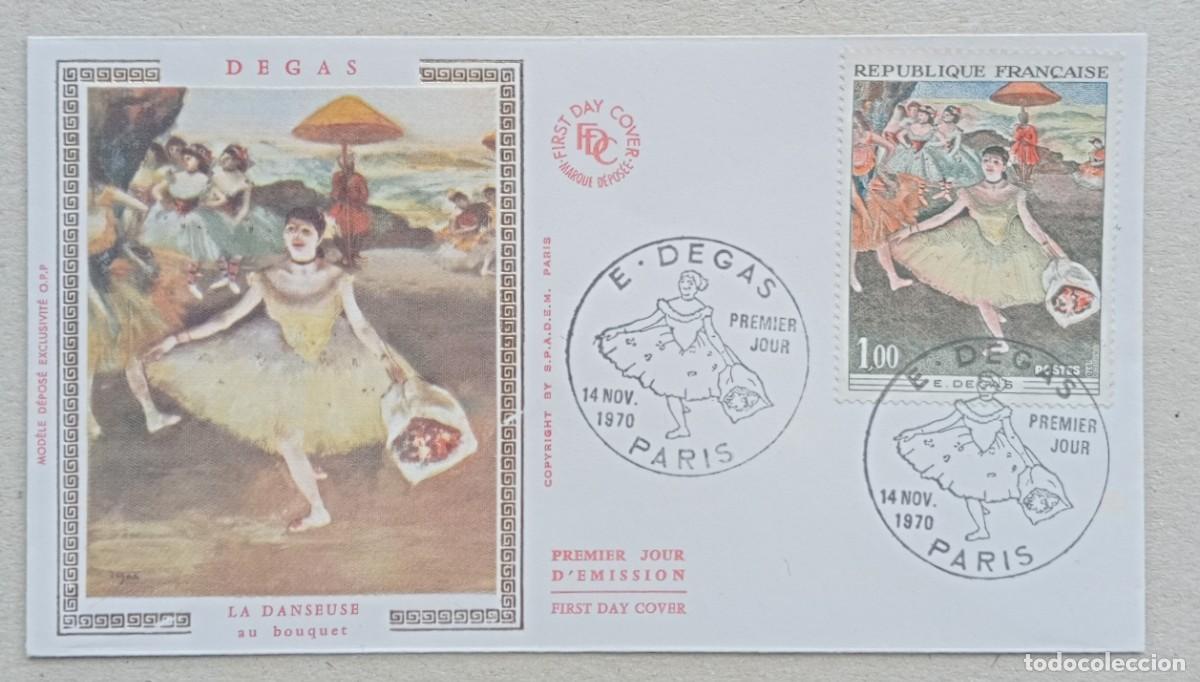 Sellos: 1970. FRANCIA. Sobre SPD. Pintura. Edgar Degas. Cuadro &lsquo;La danseuse au bouquet&rsquo;. Sin circular.