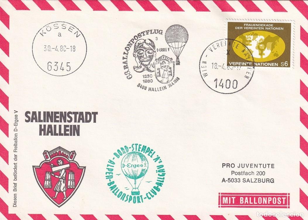 Sellos: Naciones Unidas 1980 - 63 Vuelo d Correo en Globo D-Ergee V - Club Alpino Deporte en Globo de Allg&auml;u