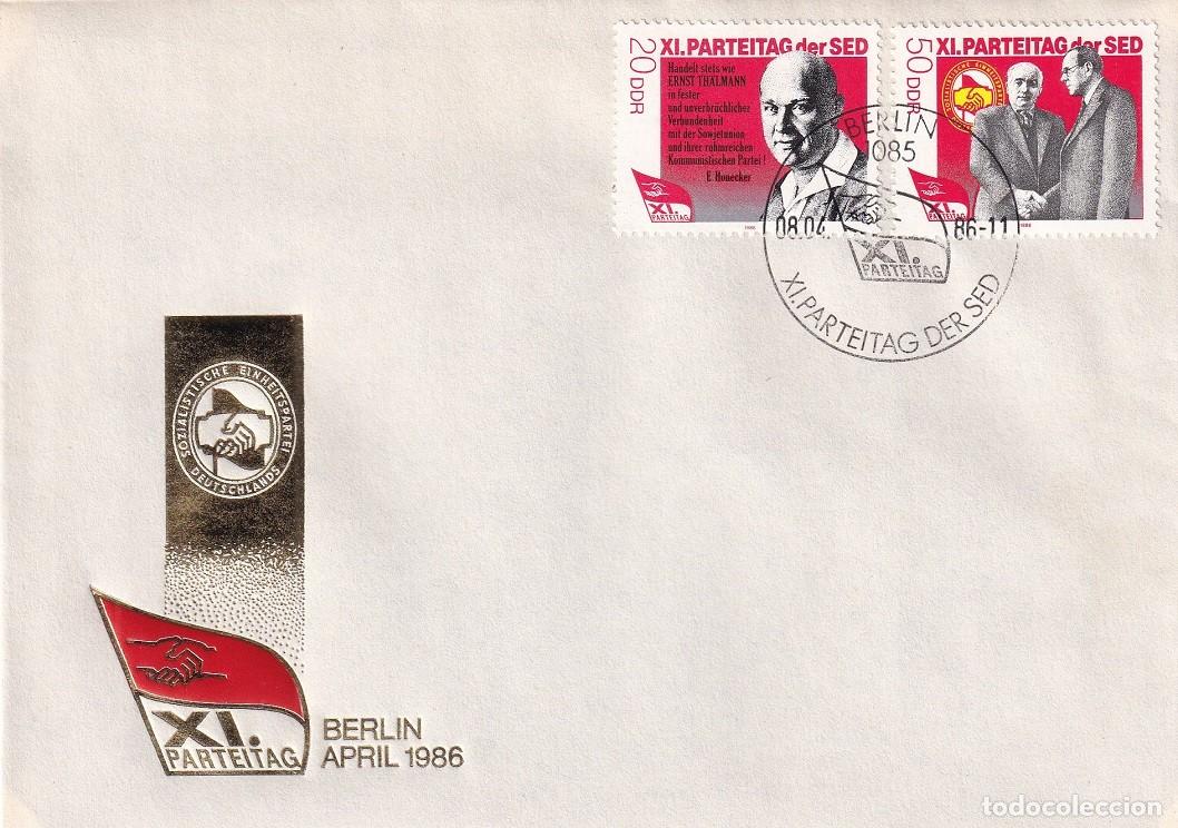 Sellos: Sobre Alemania Berl&iacute;n DDR RDA 1986 - XI Congreso del partido comunista alem&aacute;n - Ernst Th&auml;llmann - ..