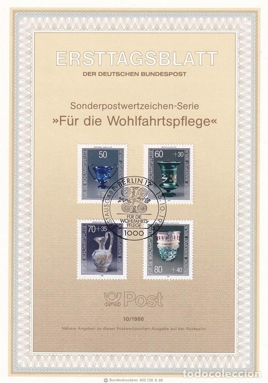 Sellos: Ersttagsblatt 10/1986 Berl&iacute;n / F&uuml;r die Wohlfahrtspflege - Beneficiencia Recipientes &middot; Copa s. I &middot; ..