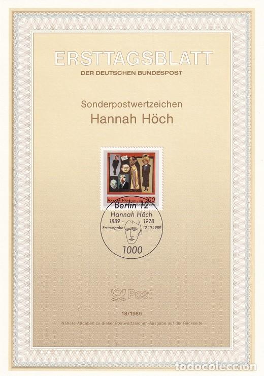 Sellos: Ersttagsblatt 18/1989 Berl&iacute;n / Hannah H&ouml;ch - Centenario del nacimiento de la pintora Hannah H&ouml;ch 1..