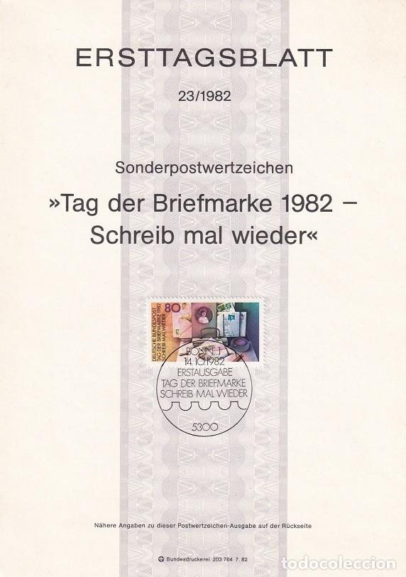 Sellos: Ersttagsblatt 23/1982 Bon / Escribid con m&aacute;s frecuencia - Schreib mal wieder Tag der Briefmarke 1982