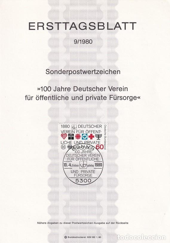 Sellos: Ersttagsblatt 9/1980 Bon / 100 Jahre Deutscher Verein f&uuml;r &ouml;ffentliche und private F&uuml;rsorge - 100 A..