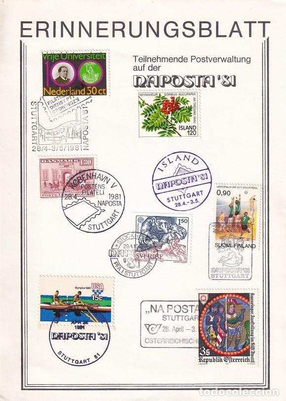 Sellos: NAPOSTA 81 Stuttgart - Sellos de USA , Holanda , Islandia , Suecia , Austria - Matasellos especiales