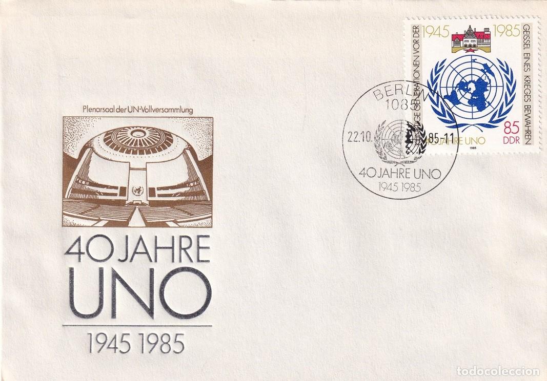 Sellos: Sobre DDR 1985 - 40 Jahre UNO 1945-1985 / 40 Aniversario de las Naciones Unidas , ONU - Berl&iacute;n