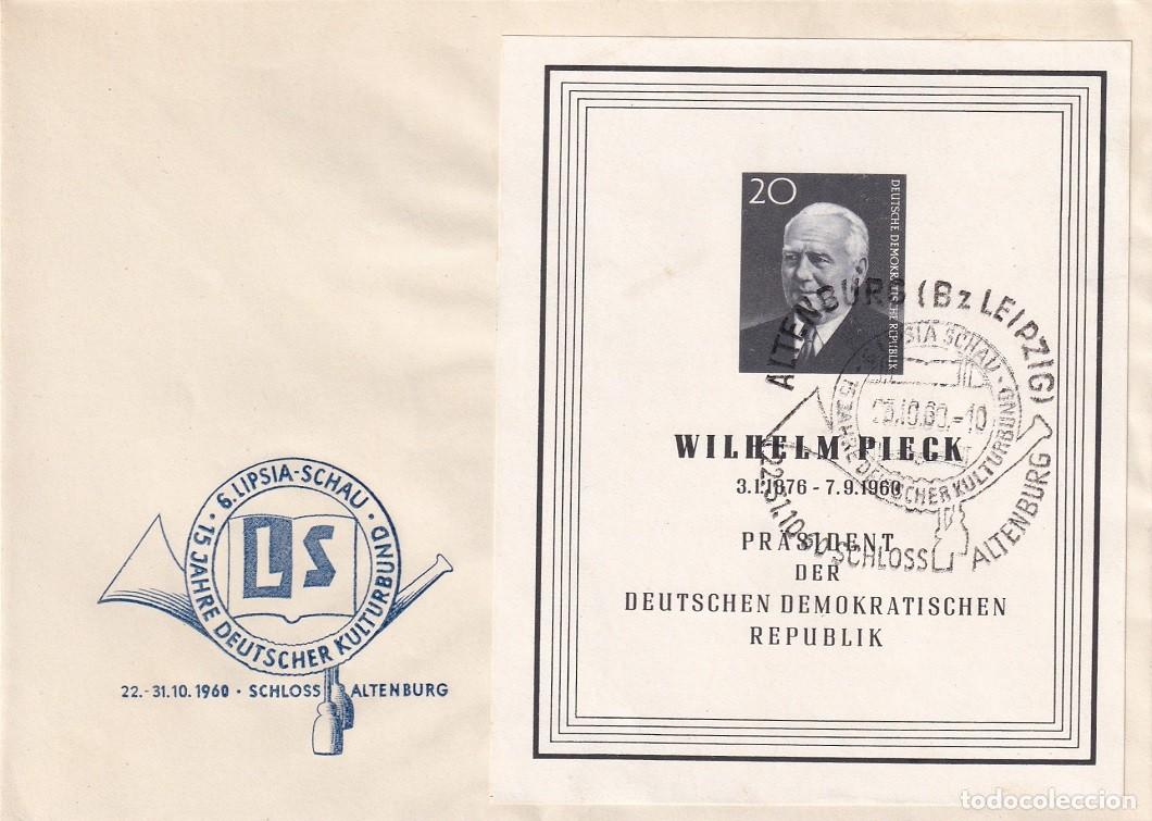 Sellos: Sobre Alemania 1960 - HB sin dentar Muerte del presidente Wilhelm Pieck - LS 15 Jahre Deutscher ku..
