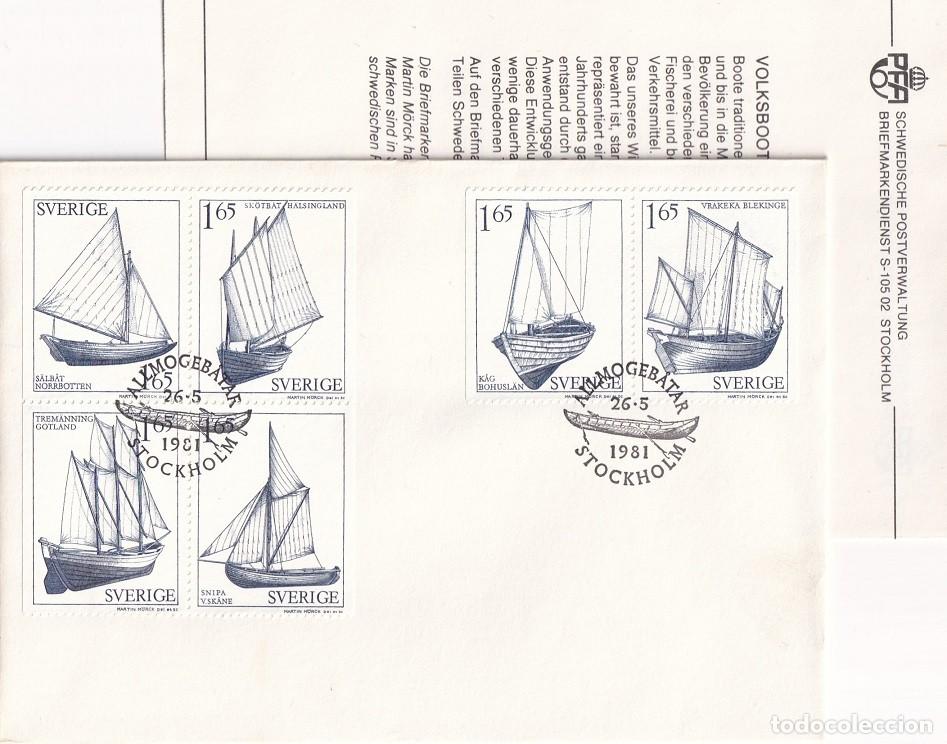 Sellos: Sobre + D&iacute;ptico Suecia 1984 - Barcos Veleros - Velero de Norrbotten - Velero de H&auml;lsigland - Tres ..