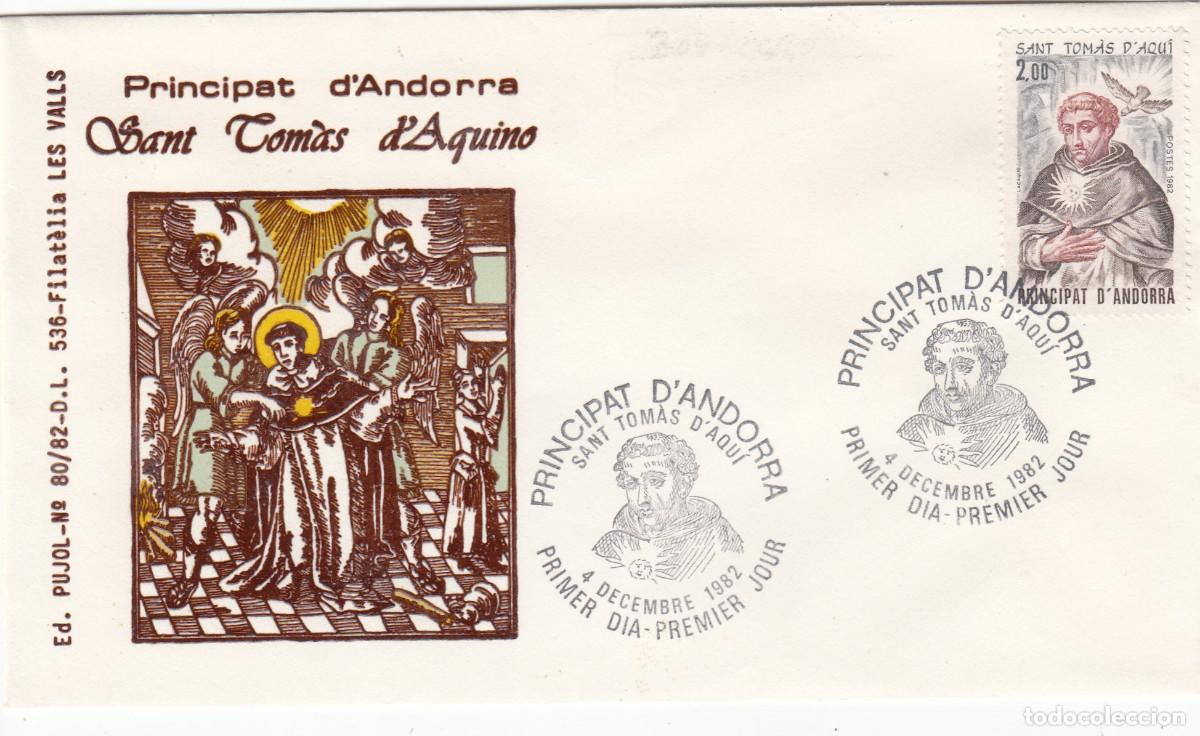 Sellos: ANDORRA FRANCESA - SPD PRIMER DIA - SANT TOM&Agrave;S D'AQU&Iacute; - 1982