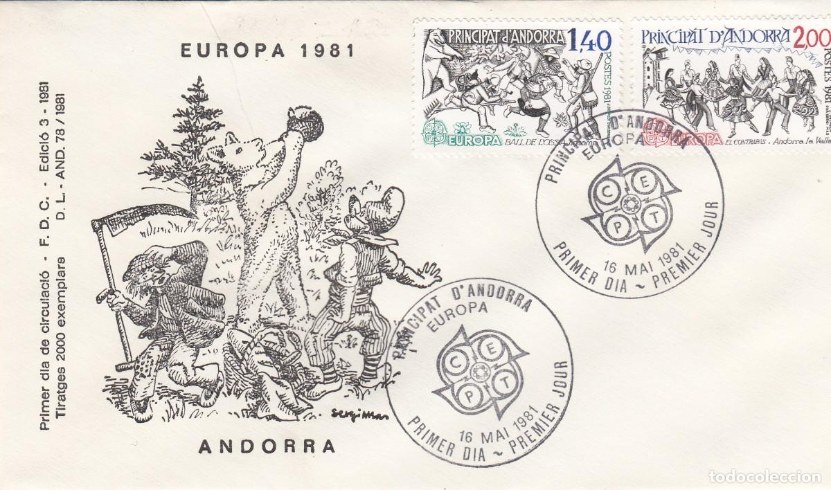 Sellos: ANDORRA FRANCESA - SPD PRIMER D&Iacute;A - EUROPA 1981