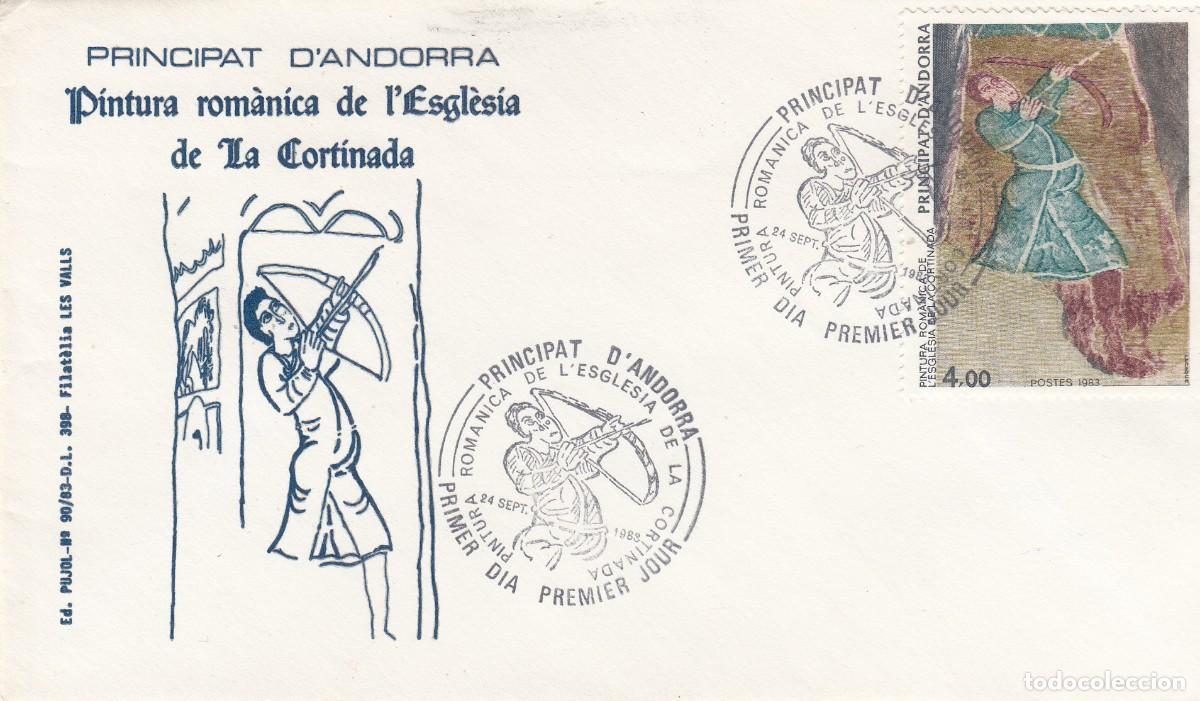 Sellos: ANDORRA FRANCESA - SPD PRIMER D&Iacute;A - ESGLESIA LA CORTINADA - 1983