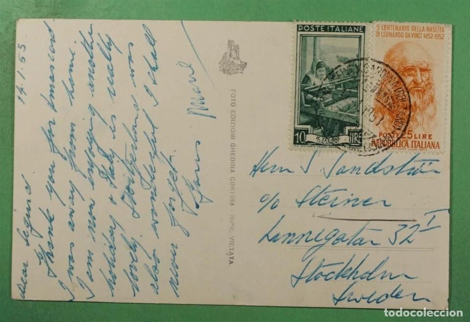 Sellos: ITALIA POSTAL CAMPI DI PASSO GARDENA SELLO LEONARDO DA VINCI ARTE CIENCIA PINTURA