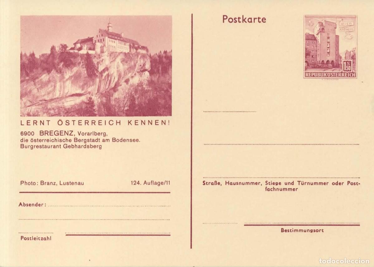 Sellos: AUSTRIA ENTERO POSTAL BREGENZ CASTILLO CASTLE - Foto 1
