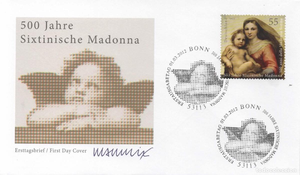 Sellos: ALEMANIA FDC 500 A&Ntilde;OS MADONNA SISTINA ARTE PINTURA RAFAEL RAPHAEL