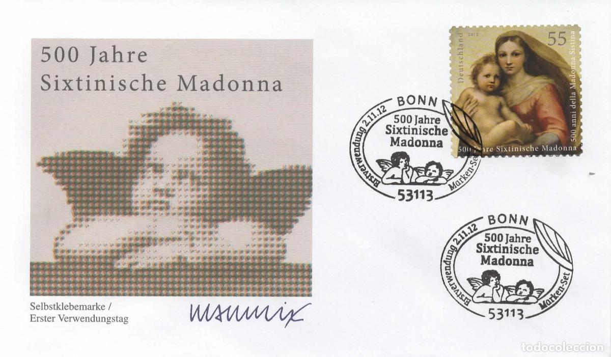 Sellos: ALEMANIA FDC 500 A&Ntilde;OS MADONNA SISTINA ARTE PINTURA RAFAEL RAPHAEL