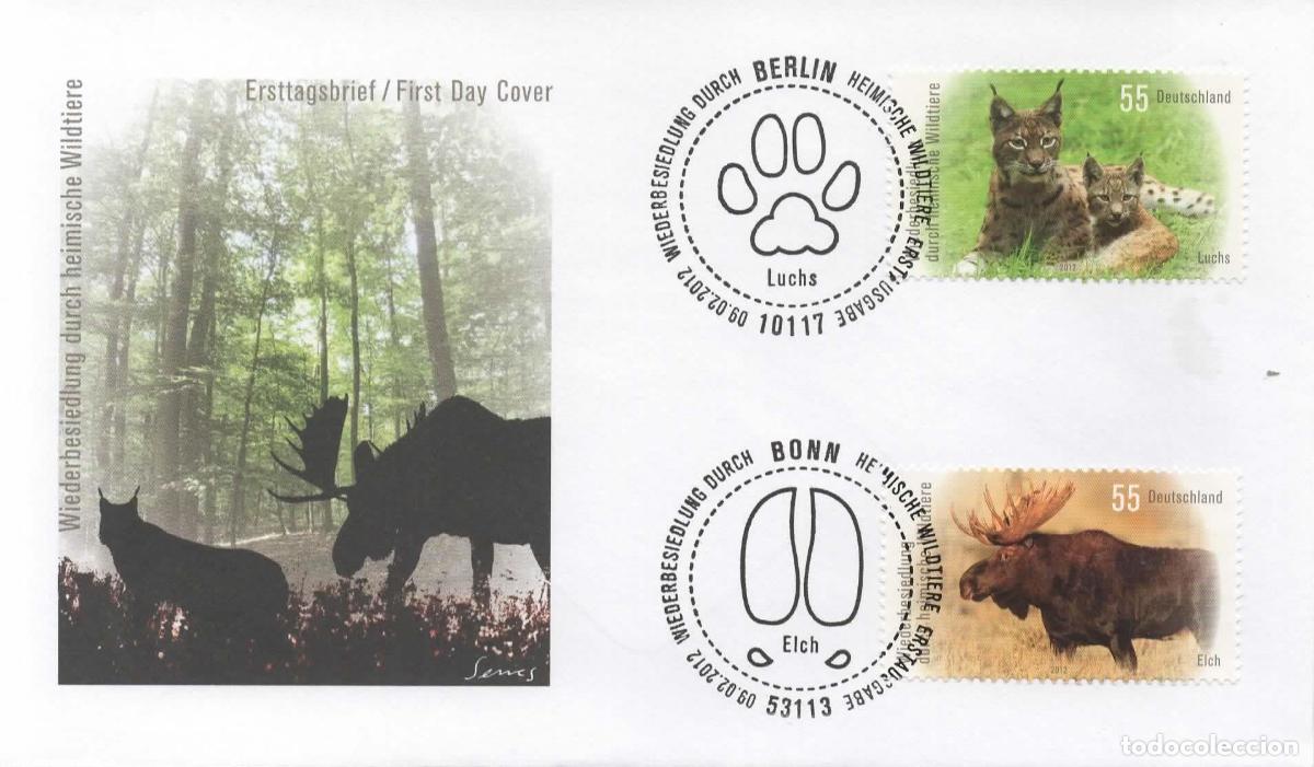 Sellos: ALEMANIA FDC BONN BERLIN FAUNA ALCE LINCE LYNS ELCH