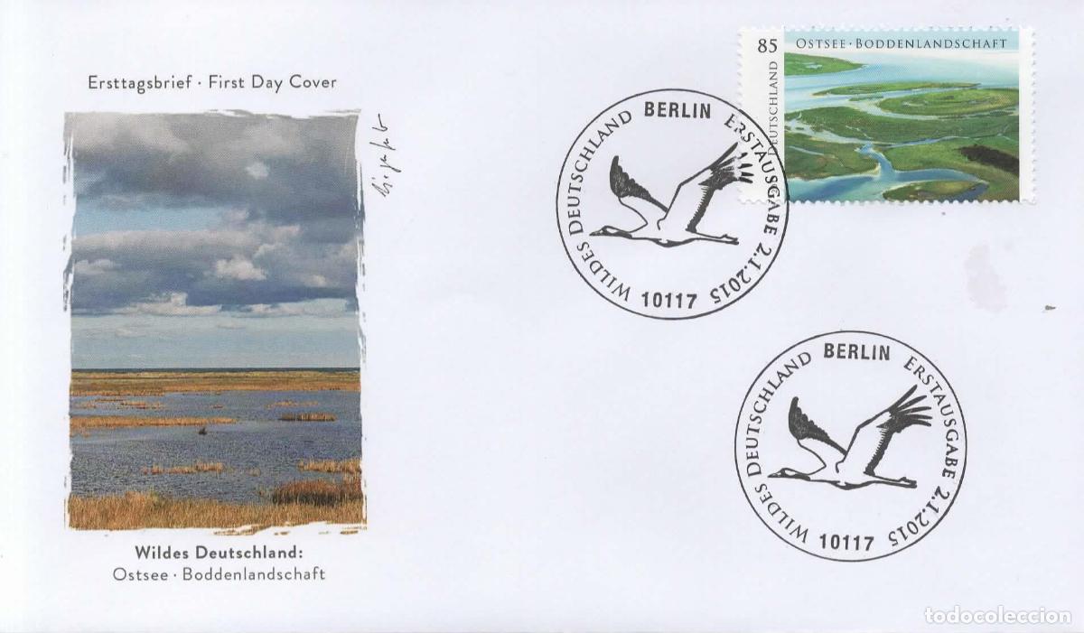 Sellos: ALEMANIA FDC BERLIN OSTSEE BODDENLANSCHAFT AVE PAJARO