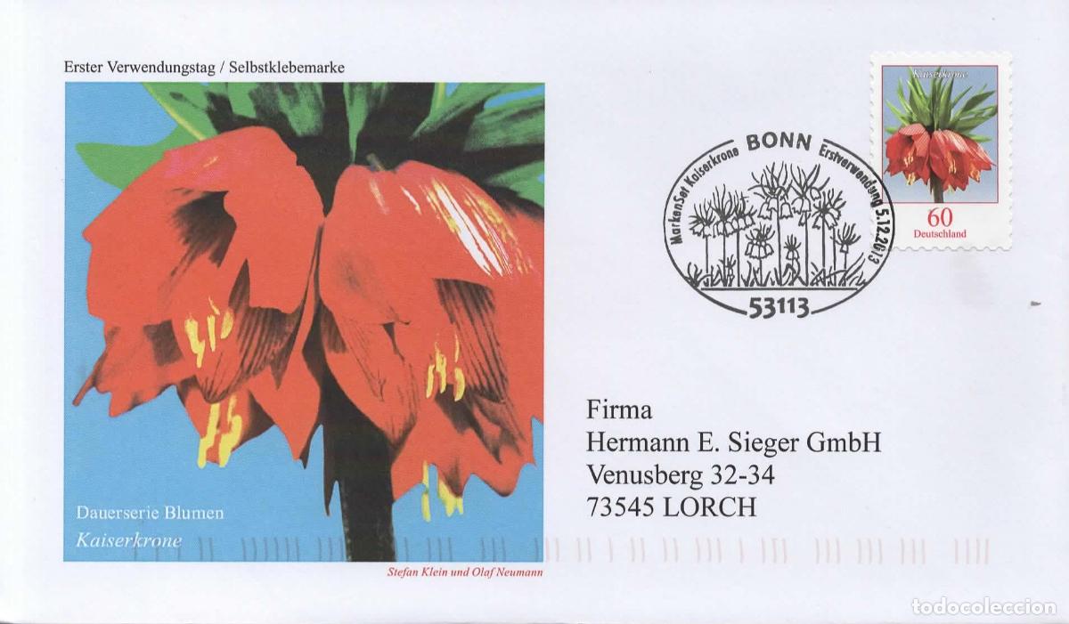Sellos: ALEMANIA FDC BONN FLOR FLOWER KAISERKRONE