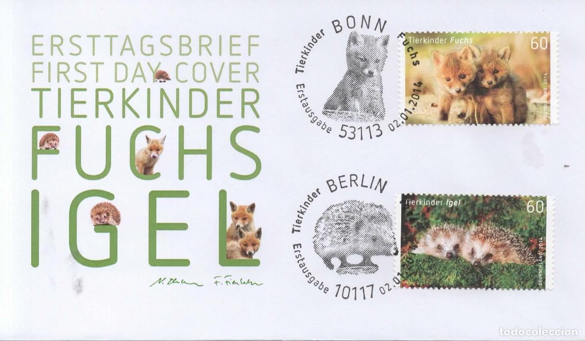 Sellos: ALEMANIA FDC BONN BERLIN FAUNA ERIZO ZORRO FOX