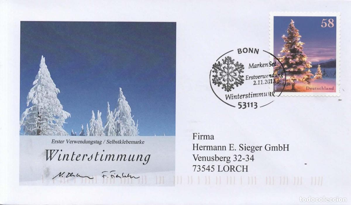 Sellos: ALEMANIA FDC BONN NAVIDAD CHRISTMAS TREE ARBOL COPO DE NIEVE SNOWFLAKE