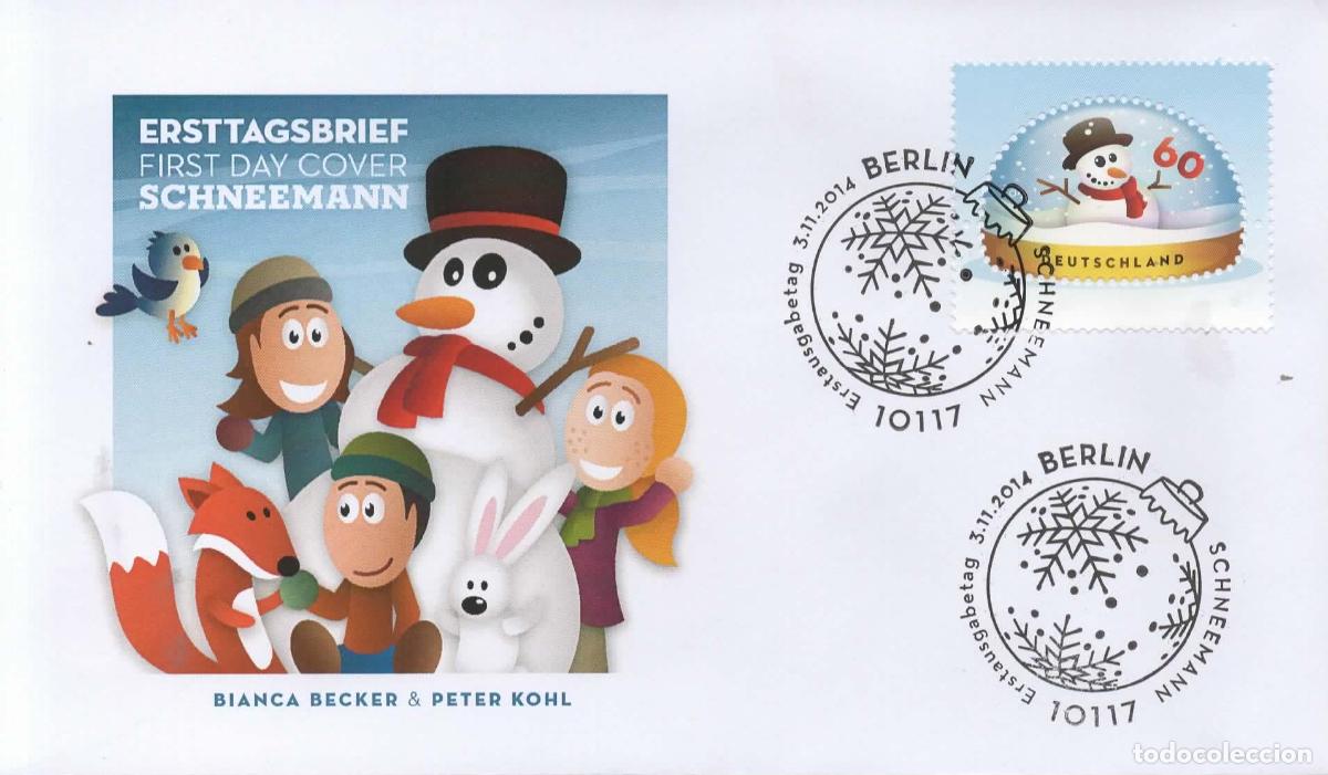 Sellos: ALEMANIA FDC BERLIN NAVIDAD CHRISTMAS 2014 SNOWMAN