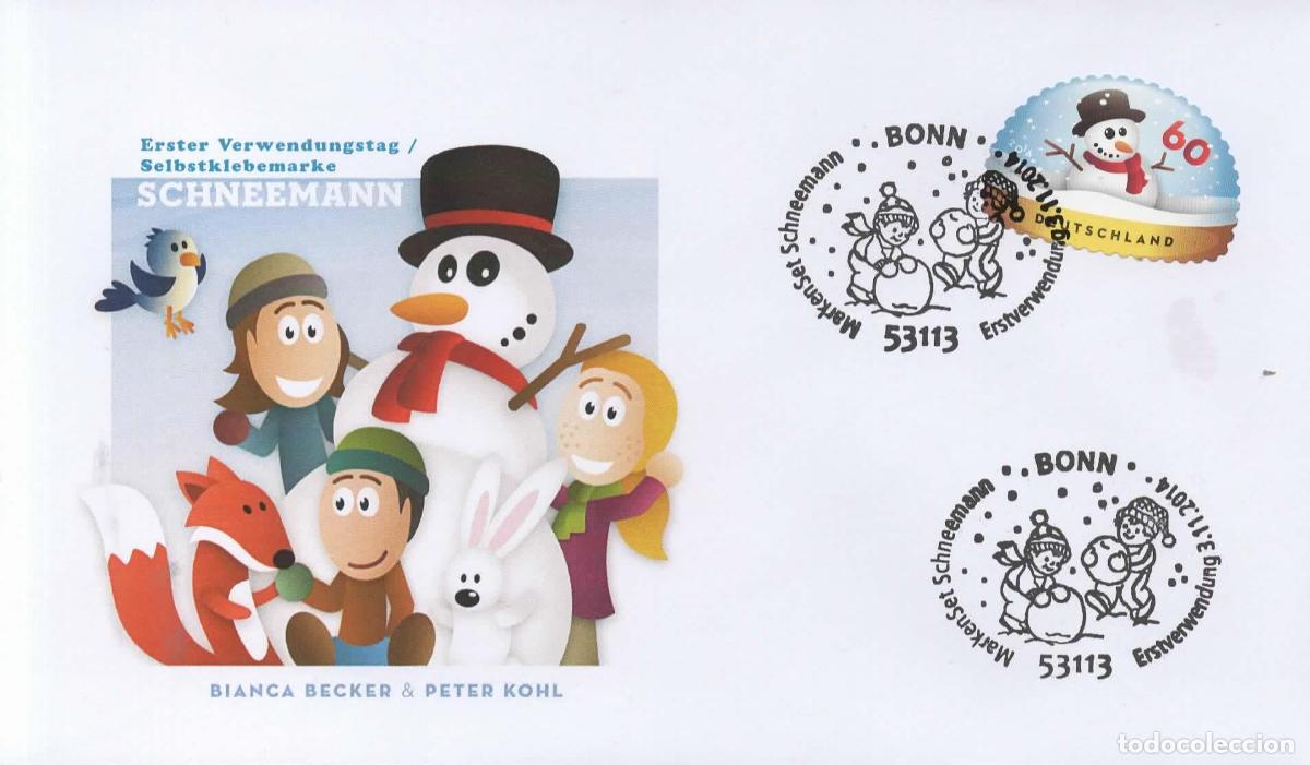 Sellos: ALEMANIA FDC BONN NAVIDAD CHRISTMAS 2014 SNOWMAN
