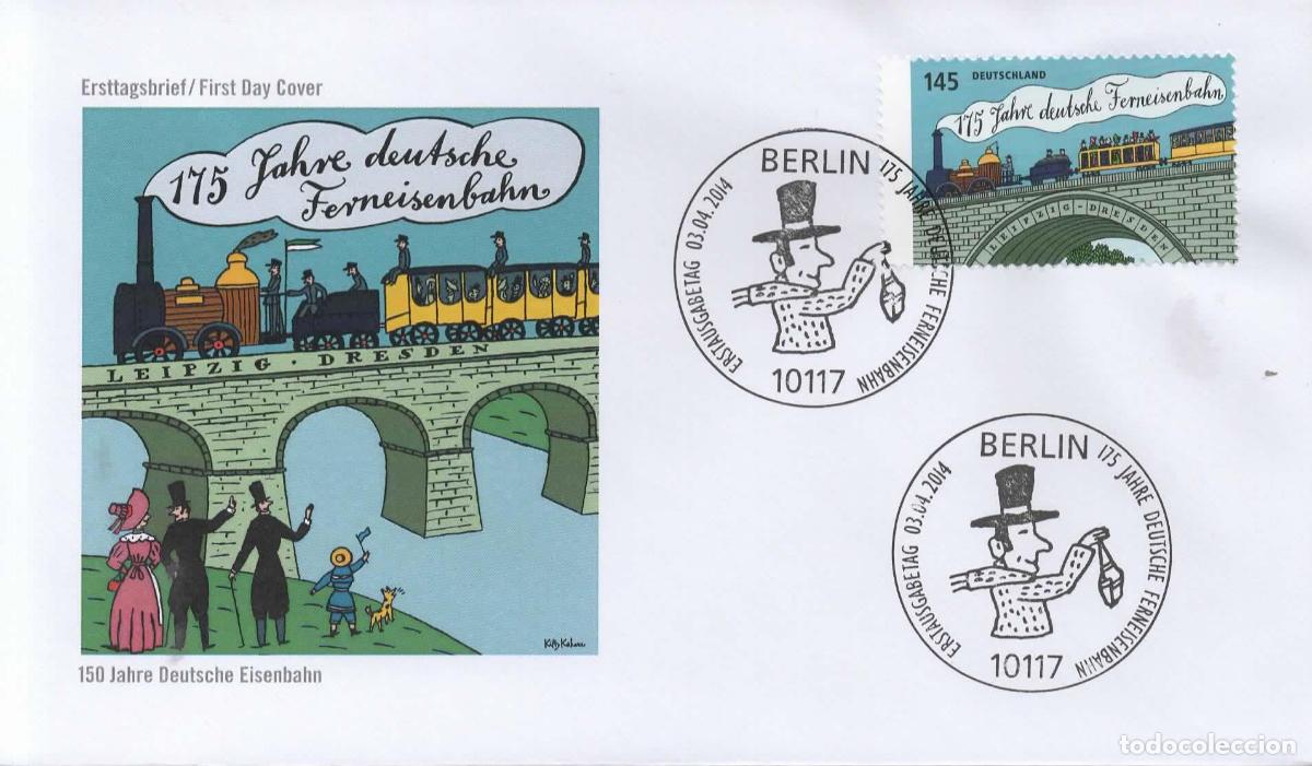 Sellos: ALEMANIA FDC BERLIN 125 A&Ntilde;OS FERROCARRIL RAILWAY