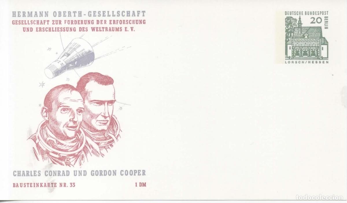 Sellos: ALEMANIA ENTERO POSTAL ESPACIO SPACE CHARLES CONRAD GORDON COOPER COHETE ROCKET