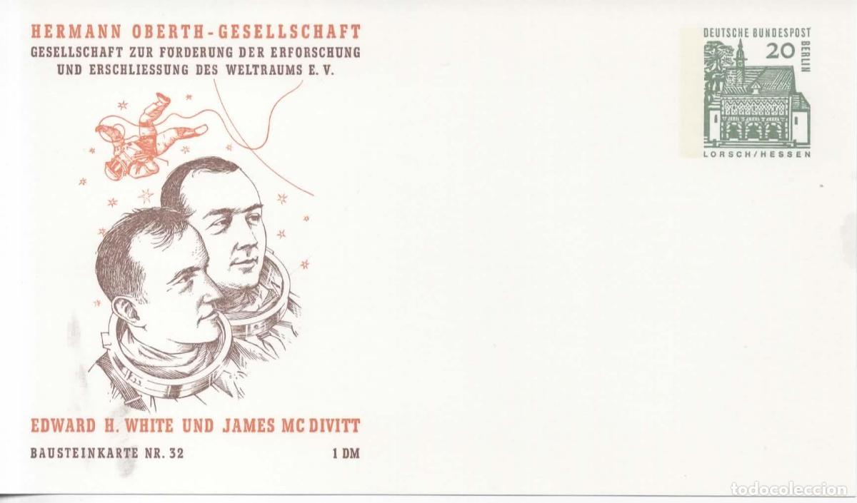 Sellos: ALEMANIA ENTERO POSTAL ESPACIO SPACE COHETE ROCKET EDWARD H WHITE JAMES MCDIVITT