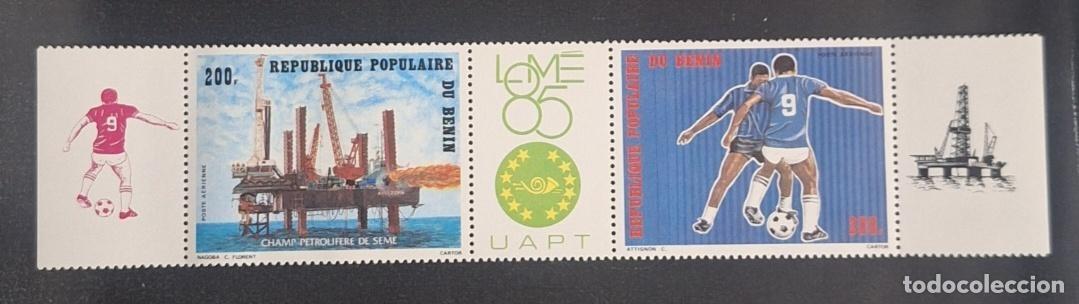 Sellos: Ben&iacute;n 1985 Mi. 401-402 Lom&eacute; UAPT petr&oacute;leo S&eacute;m&eacute; f&uacute;tbol