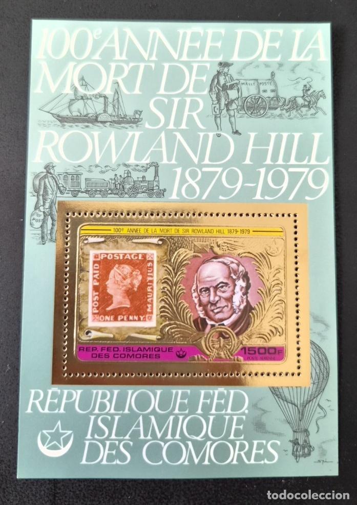 Sellos: Comoras 1979 Mi. Bl. 199A Rowland Hill Penny Black Mauricio correos