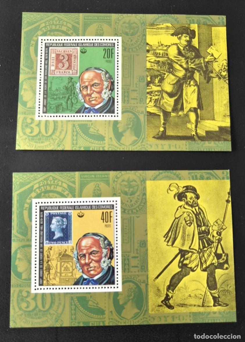 Sellos: Comoras 1978 YT Bl. 494/496 Rowland Hill historia postal cartero